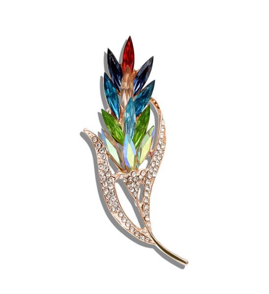 

pretty wheat crystal brooch elegant for women rhinestone brooch pin fashion jewelry coat dress corsage flower style women luxury b6808101, Gray