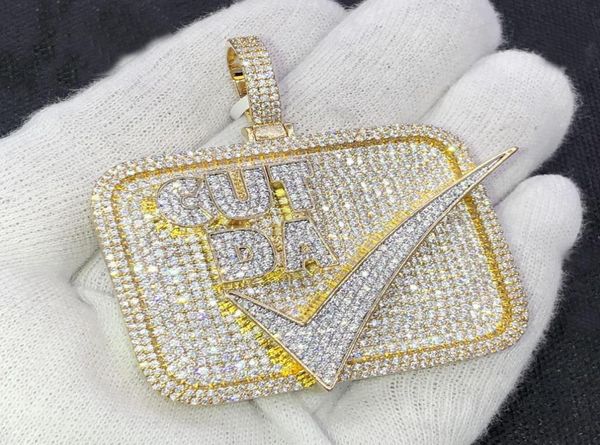 

hip hop letter cut da big square pendant paved full cubic zircon with two tone plated necklace for men boy punk jewelry whole6632063, Silver