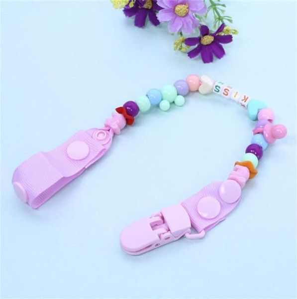 

new baby pacifier clip pacifier chain hand made colourful beads dummy clip baby soother holder for baby kids224e2630405
