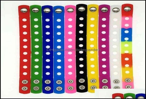 

charm bracelets jewelry 50pcs pvc mixed 17color 18cm bracelet fit shoe charms sport style wristband girl favor soft rubber wrist s6359957, Golden;silver