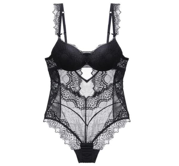 

bodysuit women lace ruffles straps padded bra underwire lingere femme push up queen bottom closure cotton crotch y2007086308168, Red;black