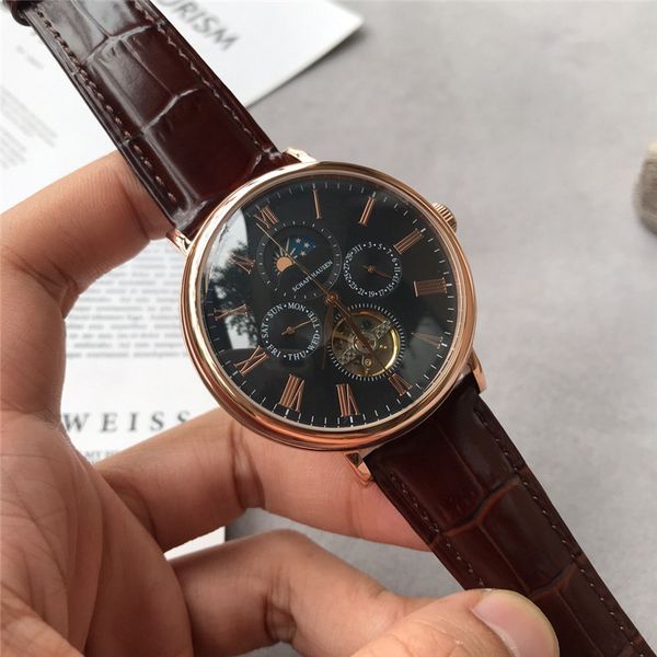 

2023 iwcs diameter 1mm designer mens fashion casual waterproof watches men automatic machinery stainless steel watch leather band hk010, Slivery;golden