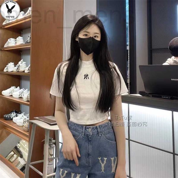 

women's t-shirt designer mlb2023 summer and autumn new style chest small label basic hanging short sleeve t-shirt through bfb3, White