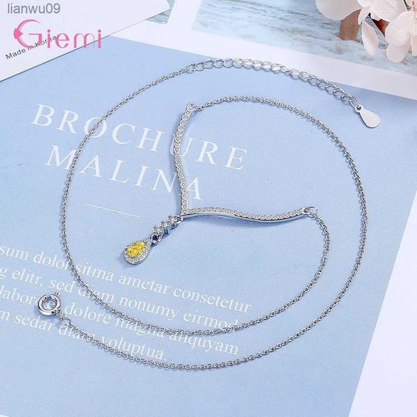 

brilliant rhinestone women 925 sterling silver water drop shape pendant necklaces aniniversary party jewelry birthday gift l230704