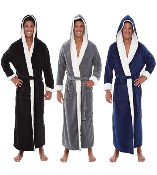 

fashionmen bathrobe men039s winter lengthened plush shawl bath robe home clothes long sleeved robe coat badjas 352634150, Black;brown
