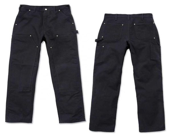 

men039s black double knee carpenter pants work jeans denim painter custom regular cargo pants for men9777351, Blue