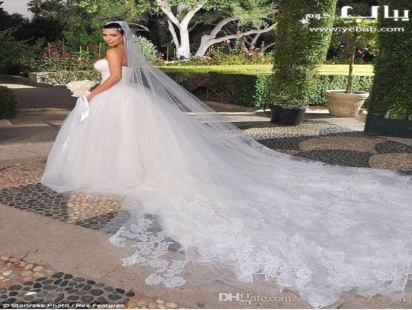 

kim kardashian wedding veil 35 meter long tulle with applique inspired bridal veil3985142, Black