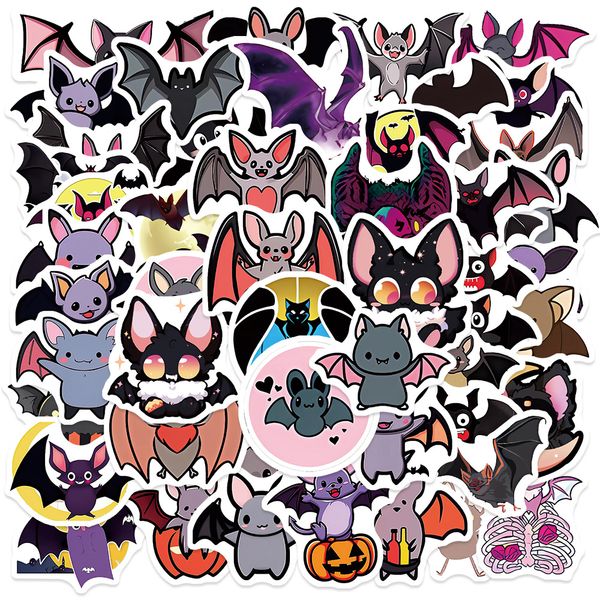 

50 pcs halloween bat skateboard stickers for car fridge helmet ipad bicycle phone motorcycle ps4 book pvc lapdiy decals kids toys decor