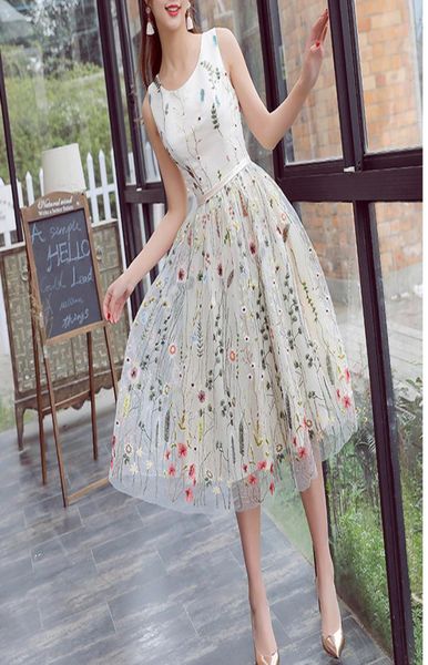 

romantic floral short evening dresses 2019 popular new organza aline tea length embroidery prom dresses formal party gowns se2511841, Black;red