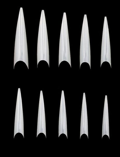 

500 pcs 10 sizes nail art tips stiletto pointy full cover false nail natural style acrylic uv gel fake salon french acrylic320e7557396, Red;gold