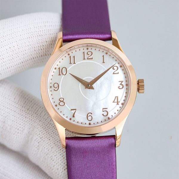 

watch woman watches pearl face fully automatic mechanical leather strap sapphire waterproof design fashion watches montre de luxe 33mm, Slivery;brown