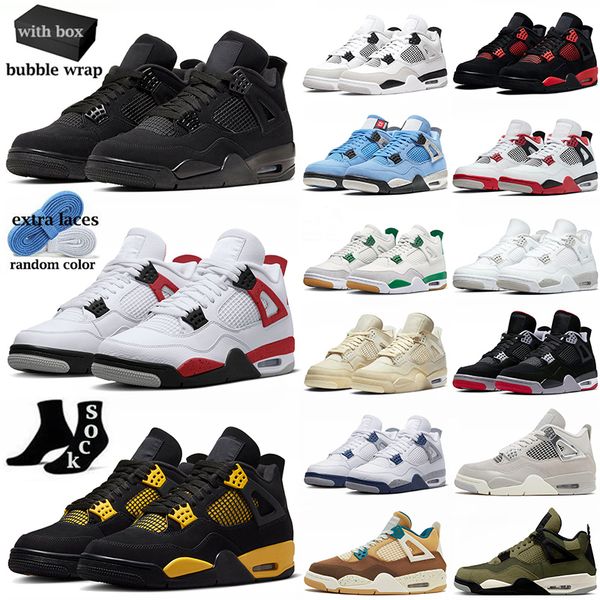 

with box 4 basketball shoes men women jumpman 4s sneakers military black cat red cement thunder university blue frozen moments mens womens o