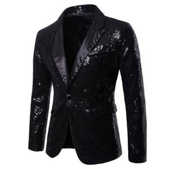 

men shiny gold sequin glitter embellished blazer jacket men nightclub blazer wedding party suit jacket stage singers clothes2659470, White;black