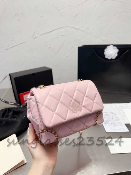 

tier quality mini square flap bag designers womens real leather caviar lambskin classic black purse quilted hangbags crossbody shoulder gold
