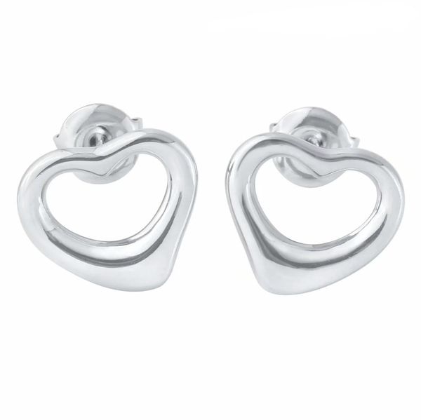 

fashion hollow heart stud earring in silver gold rose color 10mm size brand jewelry style7895820, Golden;silver