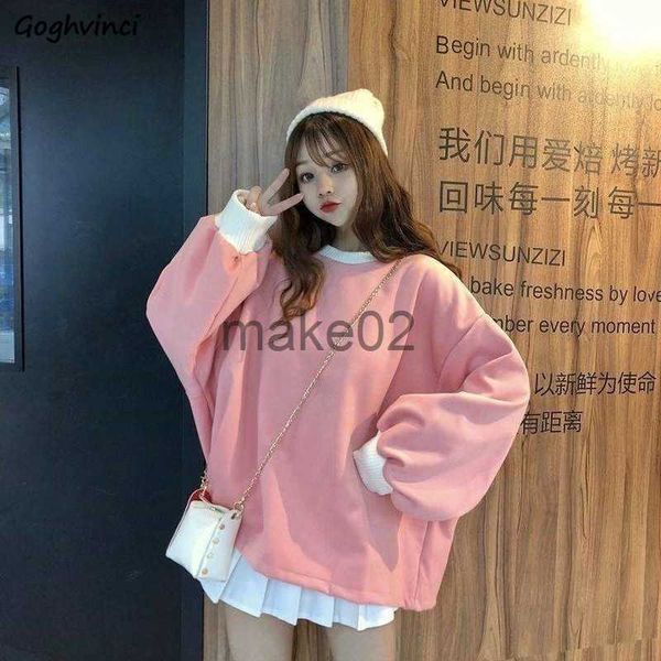 

women's hoodies sweatshirts hoodies women pink hoodie oneck solid all match womens pullover harajuku clothes females thick comfortable, Black