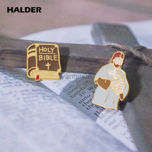 

pins brooches halder christian jesus enamel pin bible brooch christ believer metal badges lapel pins clothes backpack jewelry gift for women, Gray