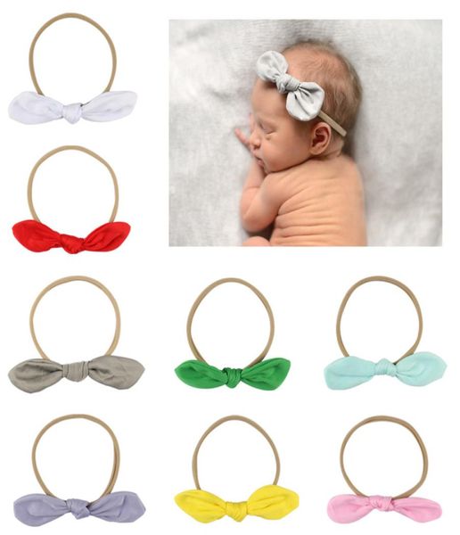 

newborn baby hair bands 13 colors bunny ear elastic nylon headbands kids headwear infant girls bow headband kids headwear 0603242099595, Slivery;white