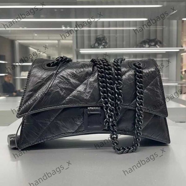 

high-grade leather hourglass bag with layer spring and summer 2023 new pleated rhombus chain bag family b single-shoulder diagonal female fr
