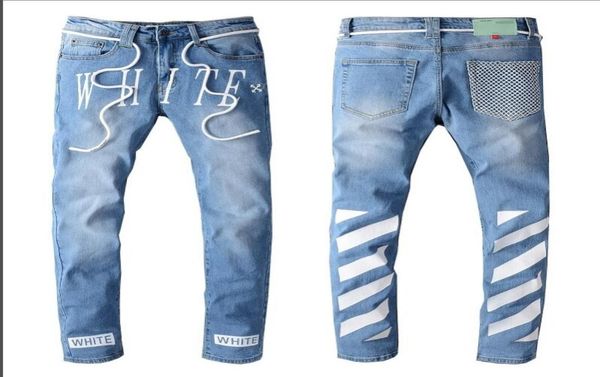 

2020 new men039s designer jeans jeans tight embroidery pants 28403007854, Blue