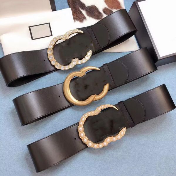 

genuine leather women 7cm wide belt, Black;brown