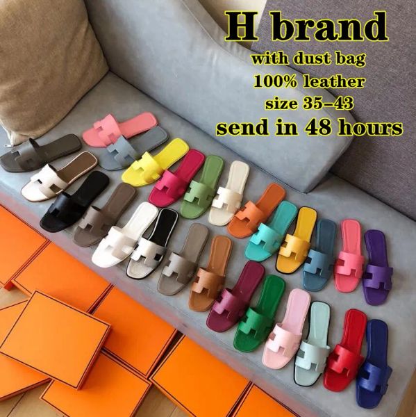 

women sandals designer h letter slippers genuine leather summer fashion beach drag nude black white brown matte women's sandal with bag