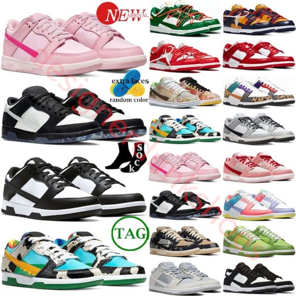 

men casual trainers woman shoes flat sneakers lows panda white black grey fog unc kentucky rose whisper team gold blue raspberry strawberry