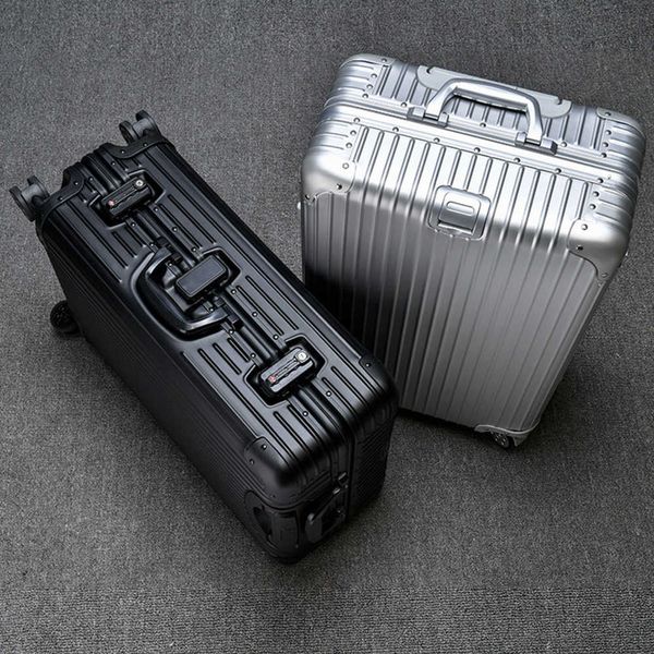

all metal aluminum magnesium alloy pull rod box, universal wheel, business travel password box, male and female luggage hard box 230807