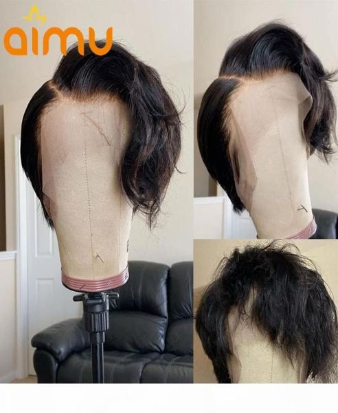 

straight short bob pixie cut wig 13x4 lace front human hair wigs glueless 4x4 closure wig 180 density pre plucked remy hair2669935, Black;brown