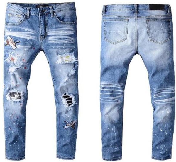 

new mens jeans jeans apparel casual feet pants hole denim pants trousers8645923, Blue
