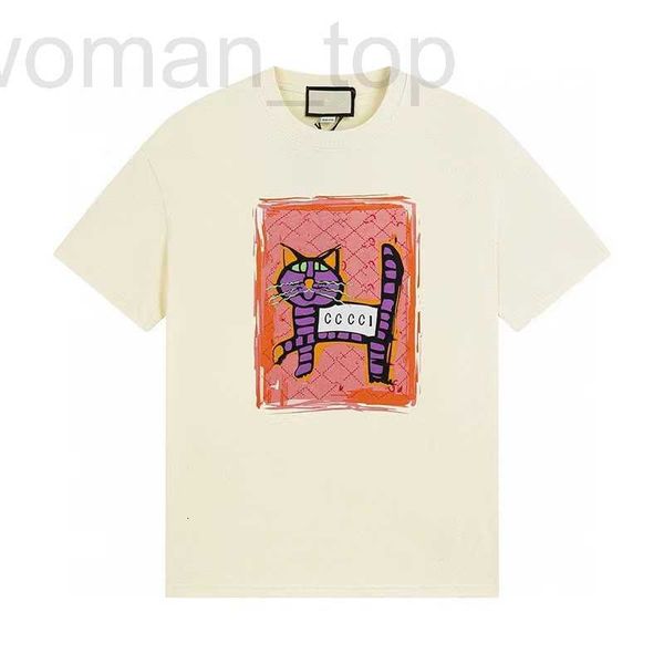 

women's t-shirt designer correct gu cat letter printed short sleeve t-shirt gujiachao american half f6va, White