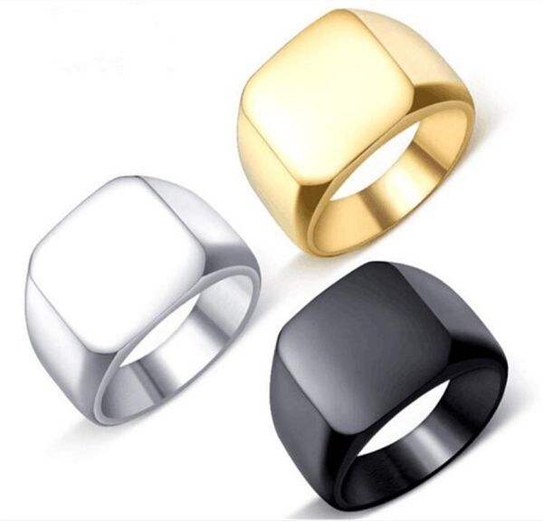 

1pc worldwide new square ring 316l stainless steel men boys fashion jewelry polish square ring6300283, Silver