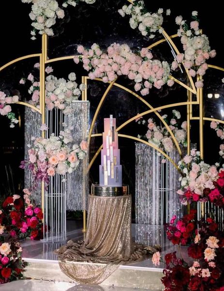 

gold backdrop flower stand aisle road lead party decor0123049815