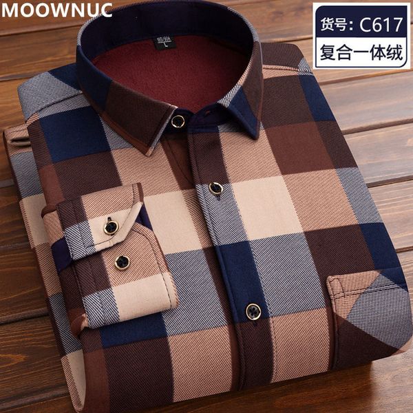 

men's casual shirts autumn and winter men's classic fashion wild plaid long-sleeved shirt men's plus velvet thick warm high-q, White;black