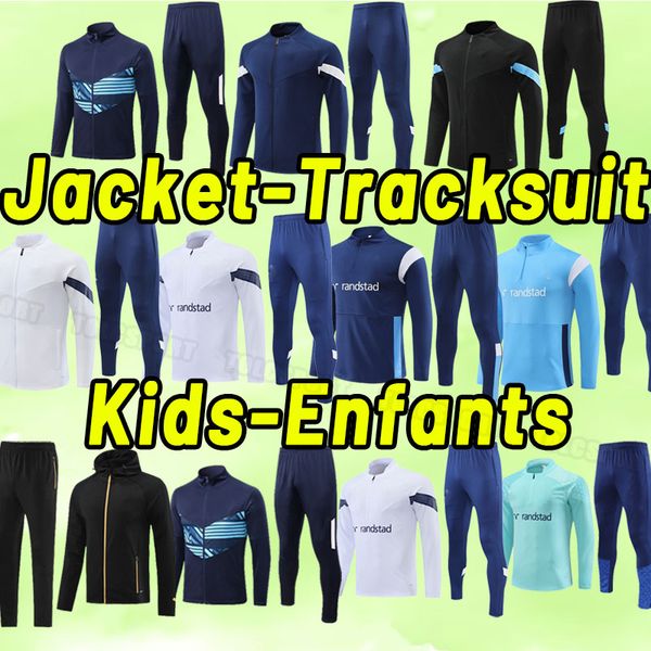 

kids child 23 24 marseil soccer tracksuits gerson under bakambu 2023 2024 camiseta payet guendouzi kamara long sleeve tracksuit jacket train, Black