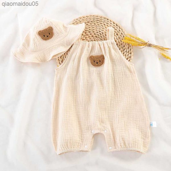 

newborn sleeper kids 3-24 months muslin onesie toddler summer casual jumpsuit boys girls white beige one-piece birthday pajamas l230712, Blue