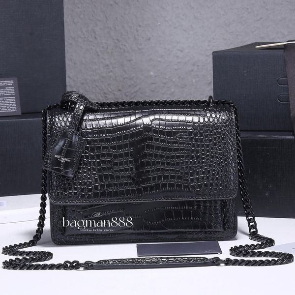 

alligator designer handbag shoulder bag classic y sunset bag flap mini totes crocodile leather women chain bags clutch fashion crossbody lux