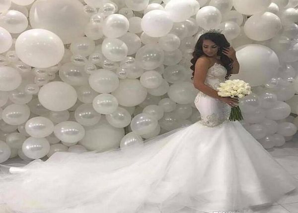 

arabic middle east mermaid wedding dresses 2020 sweetheart beading lace bodice applique court train ivory vintage bridal gowns cou6305144, White
