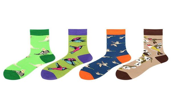 

men039s socks cotton korean flower and bird street skateboard sports for men women couples long tube5409718, Black