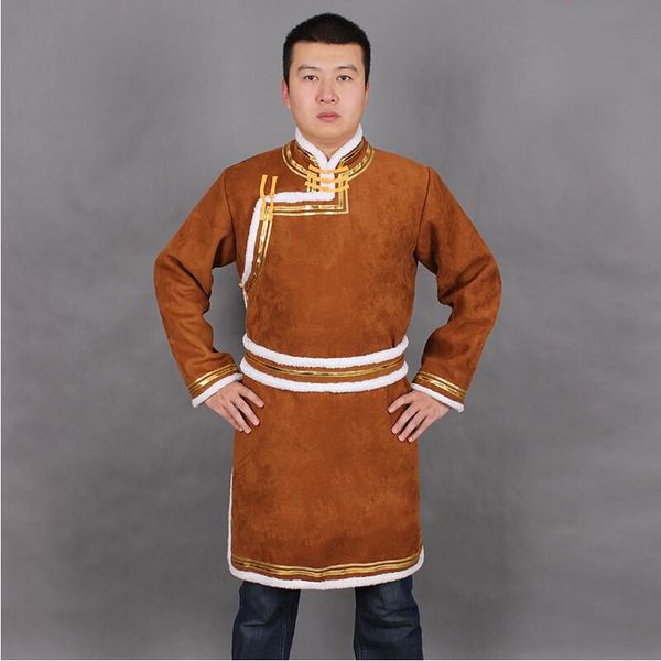 

autumn/winter ethnic style clothing men traditional mogolian costume stand collar tang suit coat hanfu male, Red