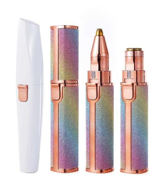 

2 in 1 rechargeable electric eyebrow trimmer epilator female body lipstick shape hair removal mini painless razor shaver 2201123840781