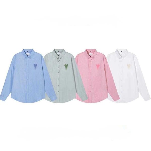 

autumn and winter new ami macaron embroidery love a letter stand collar long sleeve shirt coat men's women's solid fashion a3yf wt, White;black