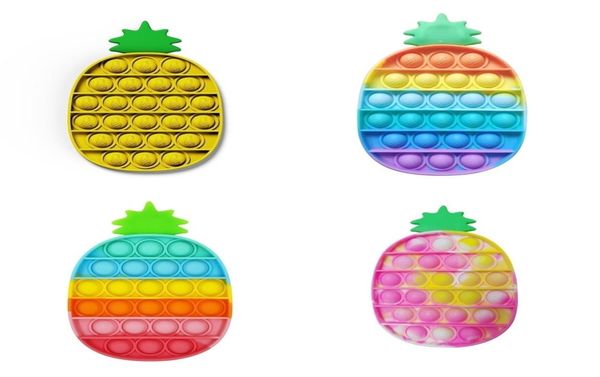 

silicone toys stress relief rainbow camouflage color pineapple sensory push bubble children educational toy toy g551mh71472643