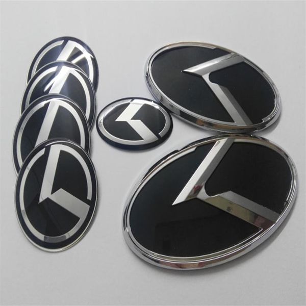 

7pcs 1set black k logo badge emblem 3d sticker for kia optima k5 2011-2017 car emblems241v