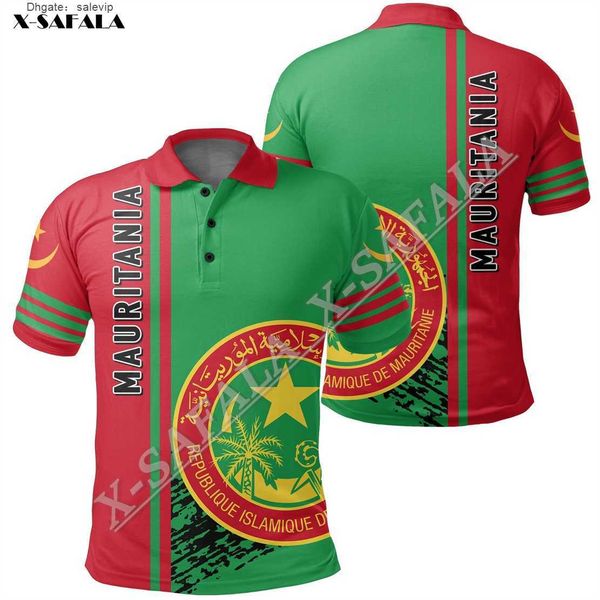 

love mauritania gift africa flag 3d printed men polo shirt collar short sleeve street wear casual high-class material tee, White;black