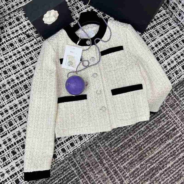

women's jackets designer 23 early autumn new french style sweet and gentle temperament contrast color thick tweed short coat hk0q, Black;brown