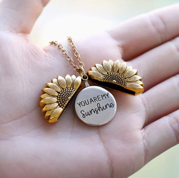 

you are my sunshine necklaces for women rose gold silver color long chain sun flower female pendant necklace jewelry5294717