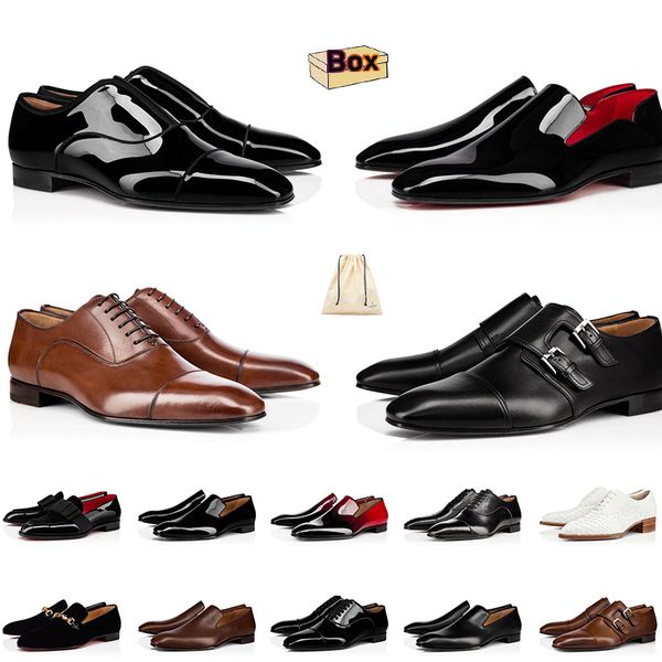 

2023 red bottoms designer dress shoes platform men trainers black white brown nude mahogany casual patent leather mens sneakers beige size e