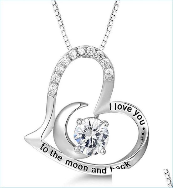 

pendant necklaces s925 sterling sier necklace for women i love you to the moon and back wife birthday gifts mum msee pics day drop3847159, Silver