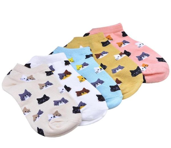 

3 pairs lot women039s socks summer cartoon cute cat face girls ankle socks female breathable gentle color ladies funny sock mei8715661, Black;white